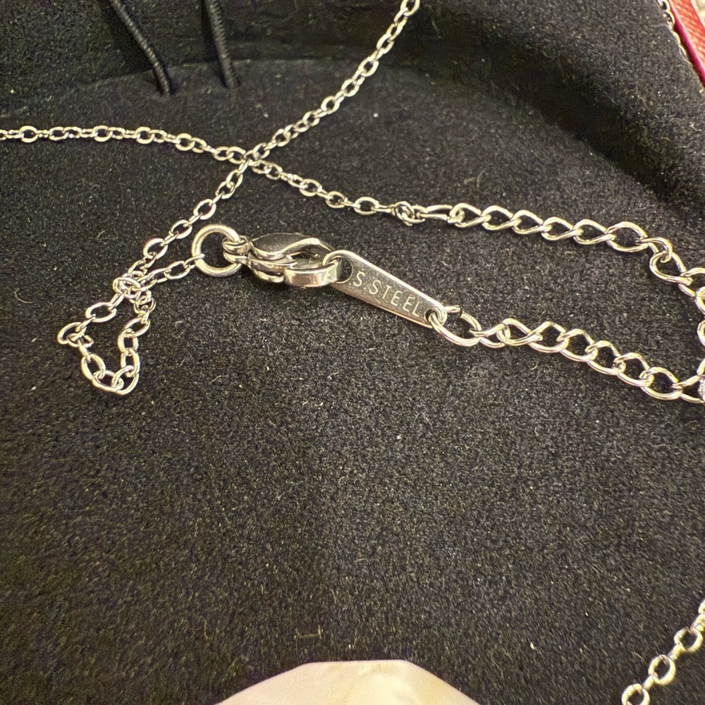 Elegant Steel Necklace with Stone Pendant - Picture 2 of 3